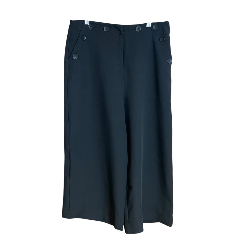 Gracia black high rise wide leg crop culotte pants large